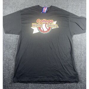 Vintage 90s NCAA College World Series T-Shirt Omaha‎ 50 Years Black XXL USA Made